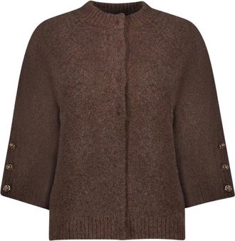 Geisha Cardigan Cape - Dames - Truien - Bruin - Maat: S Wol