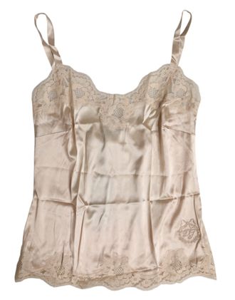 Dolce & Gabbana Beige Lace Silk Satin Tank Lingerie Womens Underwear