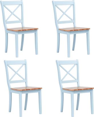 vidaXL Sillas Comedor 4 Uds Madera Maciza Caucho Gris Y Madera Claro Vidaxl