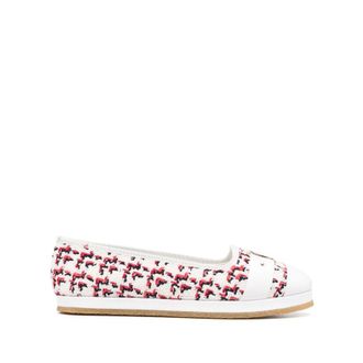 Ferragamo Ladies White Flats, US Size 9.5