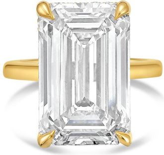 Diana M. Jewels 18kt Yellow Gold 15.00 cts Emerald Diamond Under Halo Ring