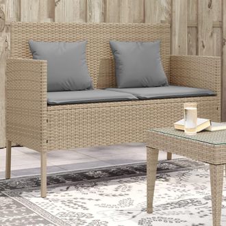vidaXL Vidaxl - Banco De Jard&iacute;n Con Cojines Rat&aacute;n Sint&eacute;tico Beige