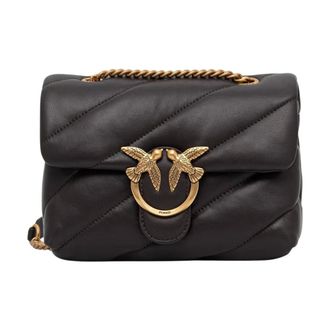 Pinko Love Mini Puff - Dames - Schoudertassen - Paars - ONE Size - Leer - Tassen