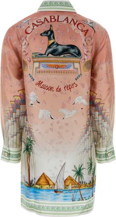 Casablanca Womens Printed Twill Shirt Dress Ethereal Exterior: Silk Maglieria Sweater