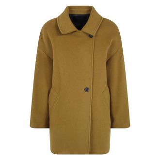 Paul Smith Single-breasted jas met vilttextuur - Dames - Mantels - Bruin - Maat: 2XS Wol
