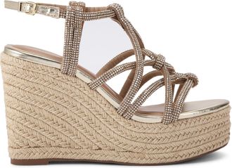 Kurt Geiger Womens Perla Wedge Heels - Gold Fabric - Size UK 8