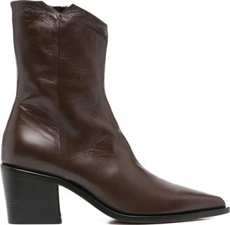 Pomme D'Or 60mm Juliette pointed-toe ankle boots - women - CALFSKIN/Leather/Rubber/Leather - 38 - Brown