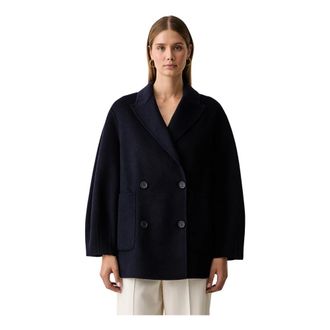 Twinset Double-Breasted Peacoat - Dames - Mantel - Blauw - S - Wol - Jassen