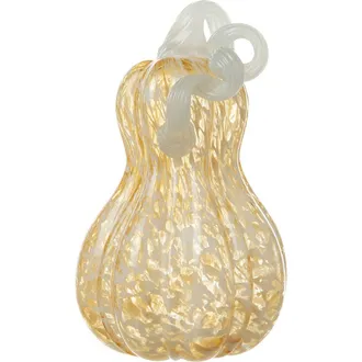 Glitzhome Fall Patterned Glass Gourd Pumpkins in Yellow at Nordstrom, Size Medium