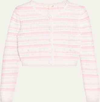 LoveShackFancy Dessa Striped Crochet Cardigan