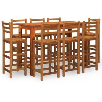 vidaXL 9 Piece Garden Bar Set Solid Wood Acacia Vidaxl