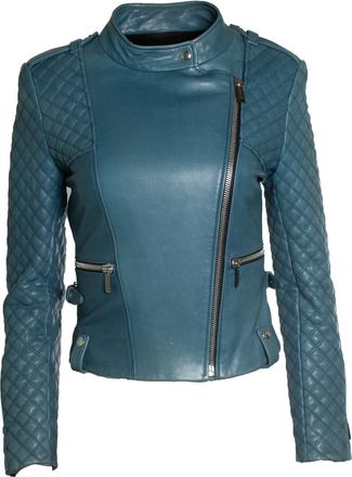 Barbara Bui Gevoerde leren jas in blauw