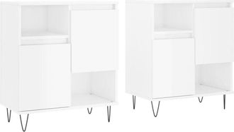 vidaXL Aparadores 2 uds madera contrachapada blanco brillo Vidaxl
