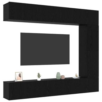 Berkfield Home Modern 5 Piece TV Cabinet Set Wall-mounted Black Oak Engineered Wood