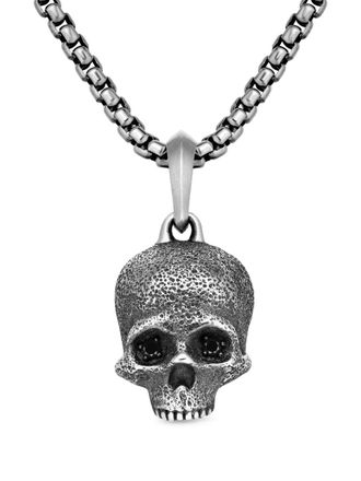 David Yurman sterling silver Memento Mori Skull diamond amulet (18mm) - men - Sterling Silver/Black Diamond - OS