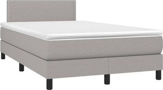 vidaXL Vidaxl - Cama Box Spring Con Colch&oacute;n Tela Y Led Gris Claro 120x200 Cm