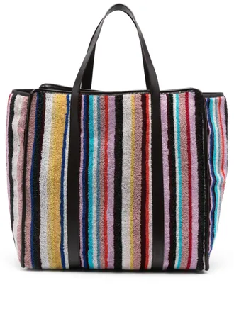 Missoni Home striped terry-cloth tote bag - unisex - Cotton/Metallic Fibre/Viscose - One Size - Brown