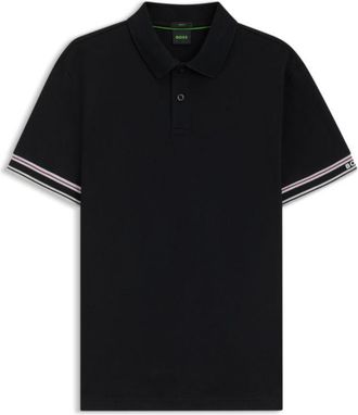 BOSS Slim-fit polo shirt in cotton with striped collar