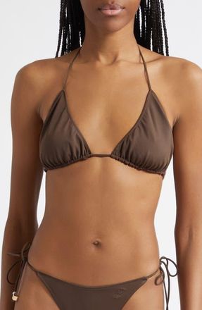 Jacquemus Le Haut de Plage Triangle Bikini Top in Brown at Nordstrom, Size Xx-Large