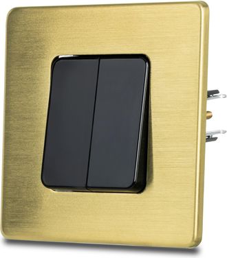 OEM Interruptor Doble De Luz Para Escaleras, Negro, Acero Cepillado, Lat&oacute;n Pvd