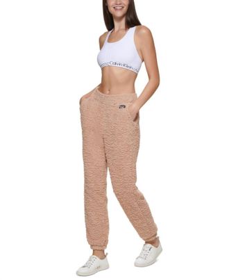 Calvin Klein Womens Performance Cozy Joggers In Wheat
