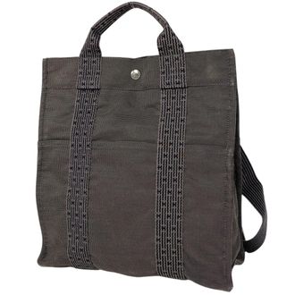 Herm&egrave;s Gray Nylon Canvas Backpack (Pre-Owned)