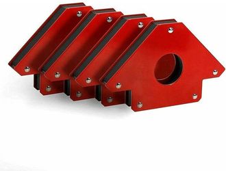 OEM Posizionatore Di Saldatura Magnetico (lotto 2, Forza 11 Kg, Angoli 45&deg;-90&deg;-135&deg;), Squadra Magnetica Rossa Con Freccia