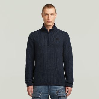 G-Star Double Collar Half Zip Knit - Donkerblauw - Heren