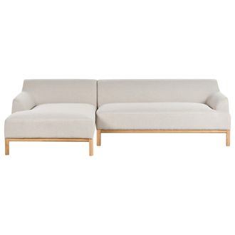 Beliani Beliani - Sof&aacute; Esquinero Elegante Tela Poli&eacute;ster Patas De Madera Sala De Estar Beige Claro Derecho Sosjo