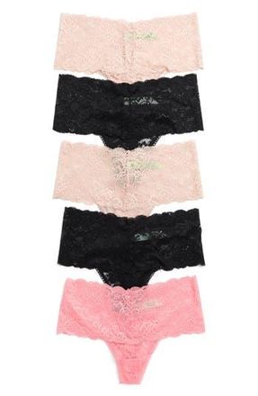 Honeydew Intimates Lady in Lace 5-Pack High Rise Lace Thongs in Basic Assorted at Nordstrom Rack, Size X-Large