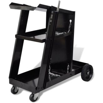 vidaXL Carrello di Saldatura Nero con 3 Ripiani per Officine - Vidaxl