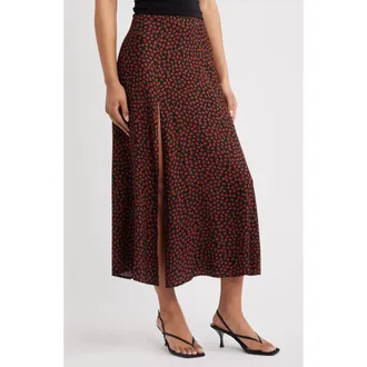 Reformation Zoe Side Slit Midi Skirt in Rowan at Nordstrom, Size 10
