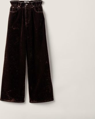 Miu Miu Washed flocked chambray pants