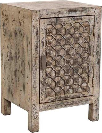 Wanderlust Deco Mesita De Noche De Madera Artesanal Gris 45x35x60h Cm