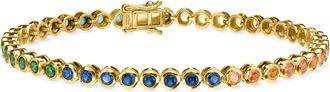 Ross-Simons 14kt Yellow Gold-Plated Bracelet With Bezel-Set Simulated Multicolored Gemstones