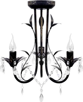 vidaXL L&aacute;mpara De Ara&ntilde;a, Candelabro Negro Estilo Art Nouveau, 3 X E14 Vidaxl