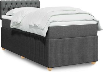 vidaXL Cama Box Spring Con Colch&oacute;n Tela Gris Oscuro 90x190 Cm Vidaxl