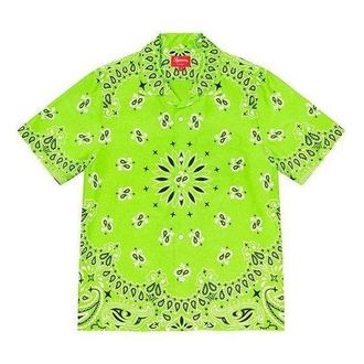 SUPREME Bandana Silk S/S Shirt Green Black SUP-SS21-702