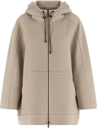 Max Mara Gradi Sweatshirt Coat - Dames - Vesten met rits - Beige - S - Leer - Hoodies & sweatvesten