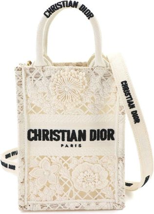 Dior White Canvas Handbag Tote Bag (Pre-Owned)