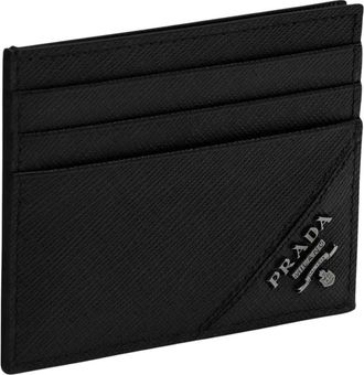 Prada Wallets & Cardholders, male, Black, Size: ONE SIZE Saffiano Leather Card Holder