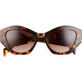 Prada 53mm Gradient Irregular Sunglasses in Honey Havana/Brown Gradient at Nordstrom