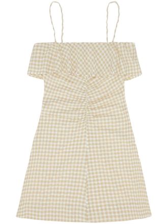 Ganni Mini-jurk met gingham ruit - Beige