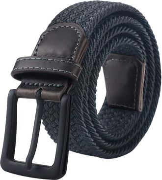 Generic Elastic Mens Belt, Braided Stretch Woven Belts for Men for Work,Golf and Jeans. Color Black,Length 43