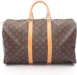 Louis Vuitton Brown Coated Canvas Leather Boston Bag (Pre-Owned)