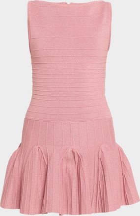 Retrofête Audrina Metallic Knit Godet-Skirt Sleeveless Mini Dress