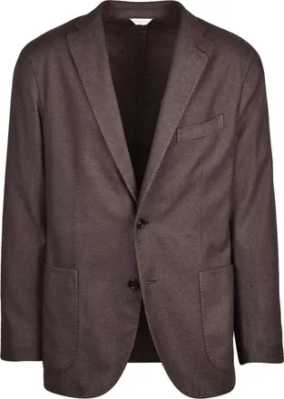 Boglioli Brown Lined Rounded Wool-Blend Jacket