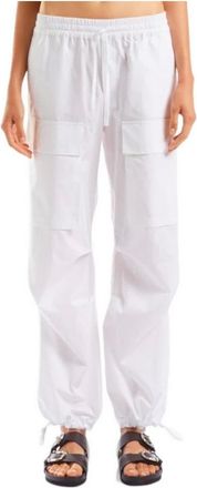 P.A.R.O.S.H. Straight Trousers, female, White, Size: S Ivory Cotton Cargo Trousers