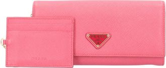 Prada Saffiano Pink Leather Long Wallet (Bi-Fold) (Pre-Owned)