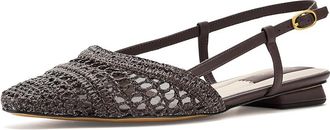 Franco Sarto Riona Womens Flat Shoes Chocolate Brown Faux Raffia : 6.5 M, Synthetic